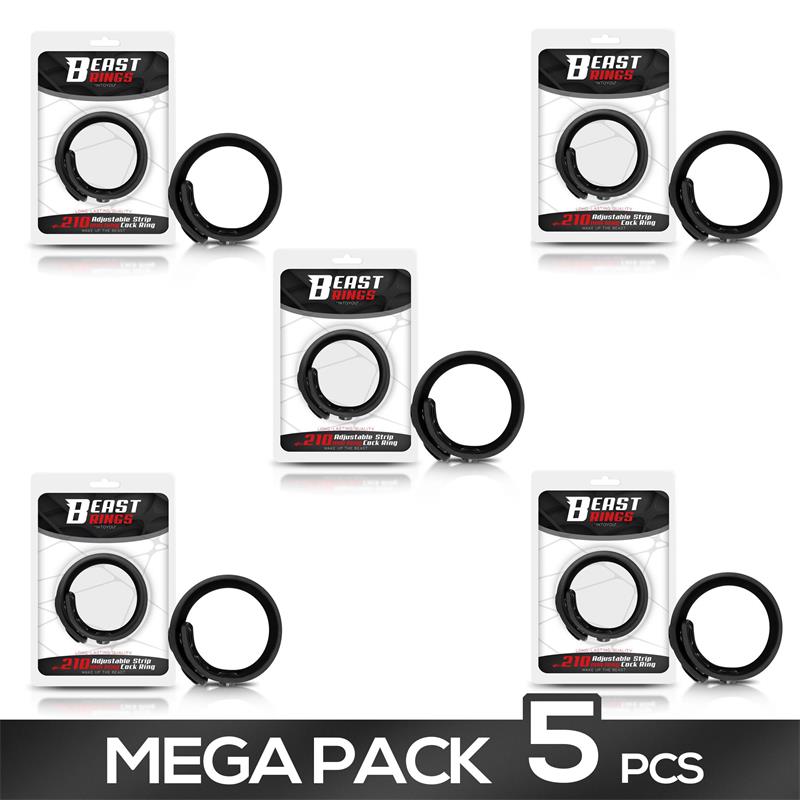 Pack of 5 Solid Silicone Adjustable Strip Cock Ring 15 21 cm