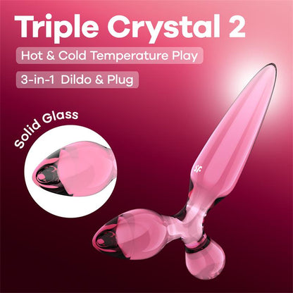 Triple Crystal 2 Glass Dildo