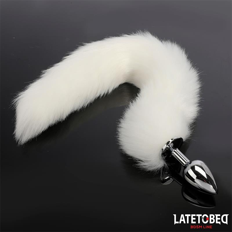 Anal plug with tail White 40 cm
