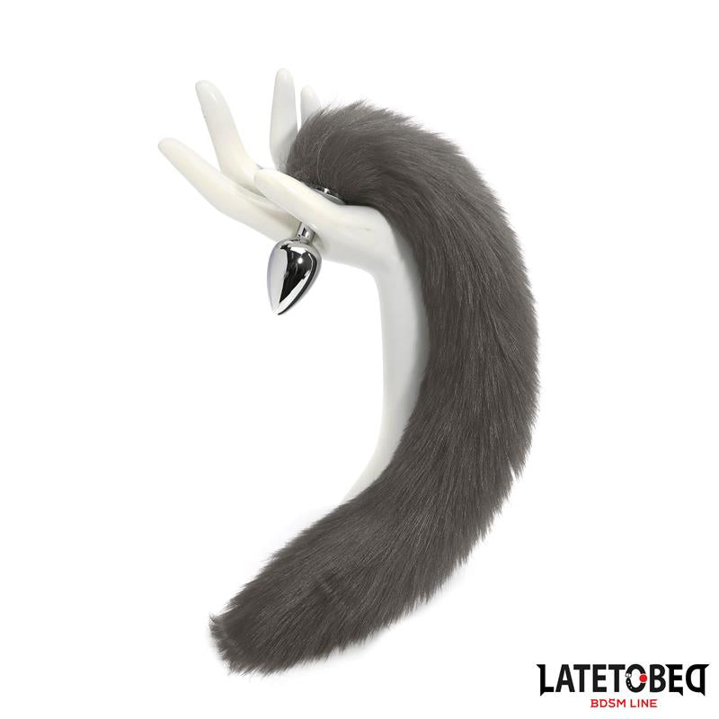 Anal plug with tail Gray 40 cm