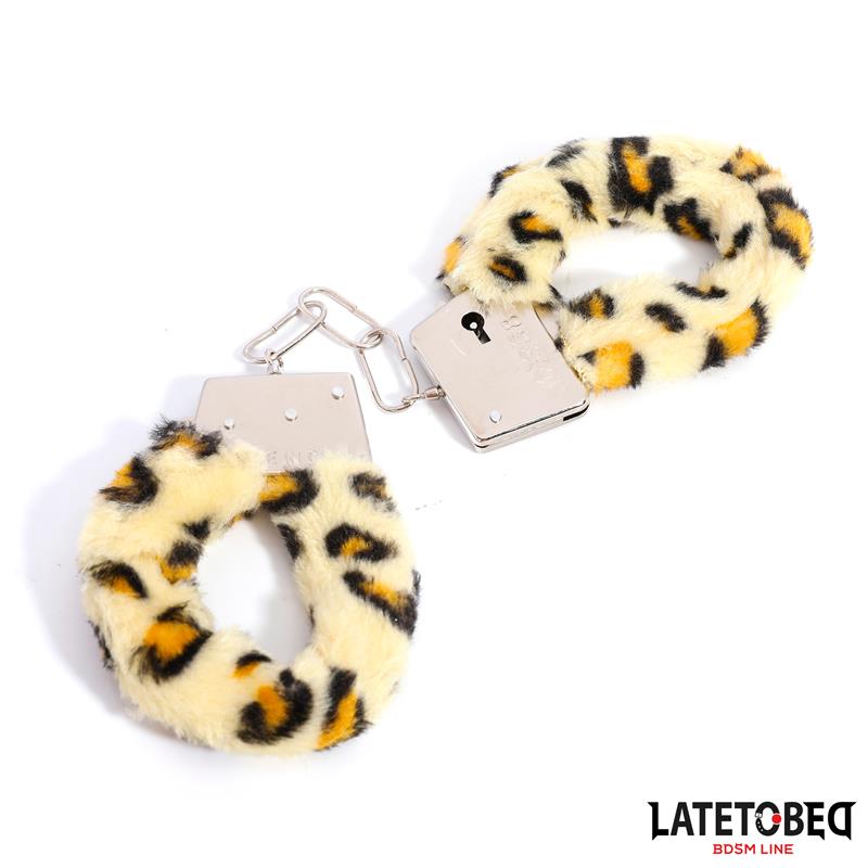 Furry Metal Cuff Animal Print Leopard