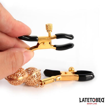 Nipple Clamps with Bell Black and Gold