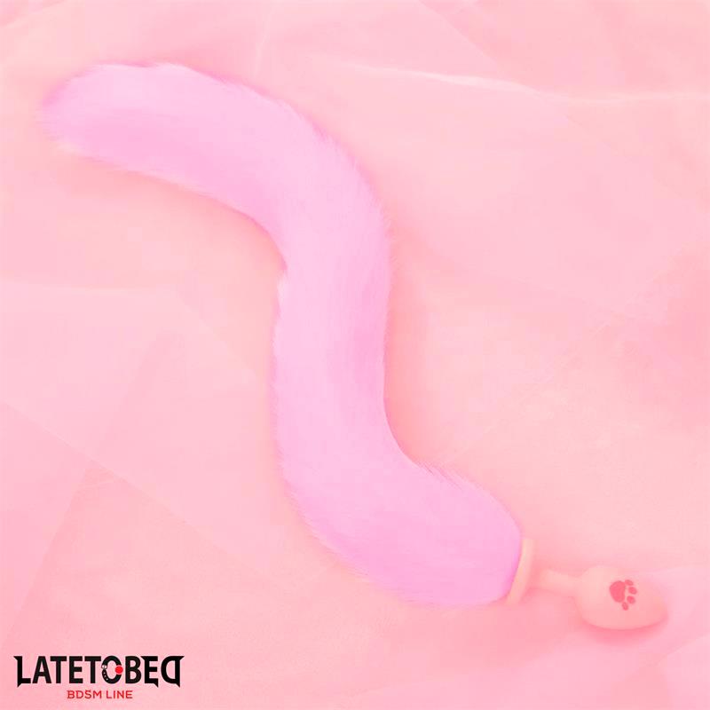 Pink Silicone Fox Tail Anal Plug Pink