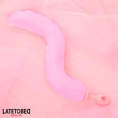 Pink Silicone Fox Tail Anal Plug Pink