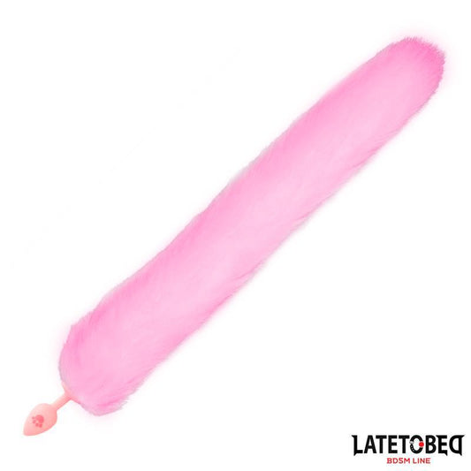 Pink Silicone Fox Tail Anal Plug Pink