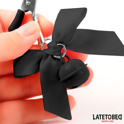 Nipple Clamps with Bell and Black Bow