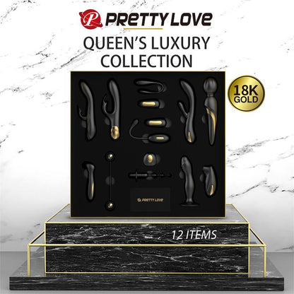 Luxury Set Queens with 12 Toys Black and 18k Gold