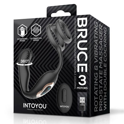 Bruce Prostate Massager 360º with Double Cockring with Vibration