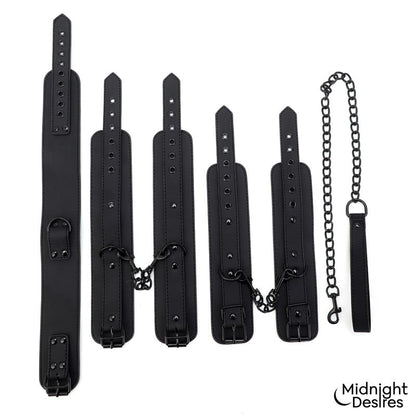 Restraint Set with Collar with Leash and Cuffs