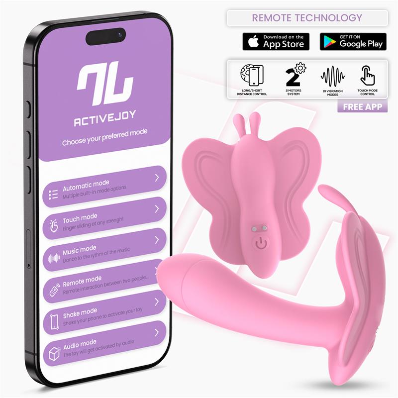 Wingy Butterfly Vibrator with App Pink
