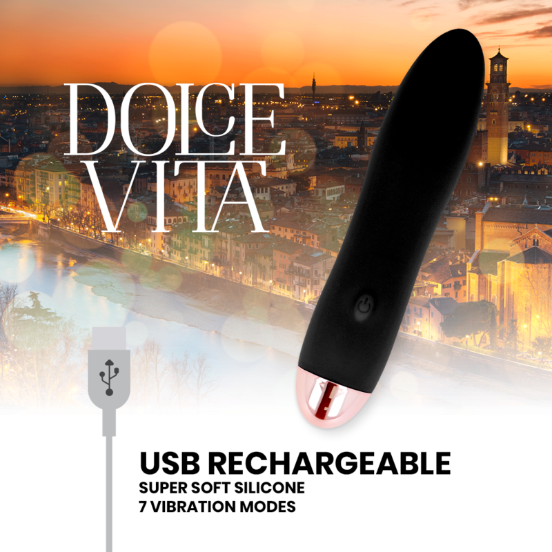 DOLCE VITA - AKUMULATORSKI VIBRATOR ŠTIRI ČRNE BARVE 7 HITROSTI