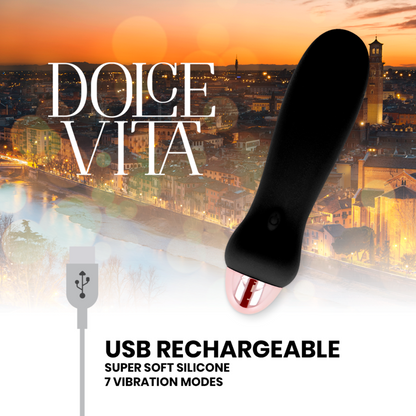 DOLCE VITA - AKUMULATORSKI VIBRATOR PET ČRNIH 7 HITROSTI
