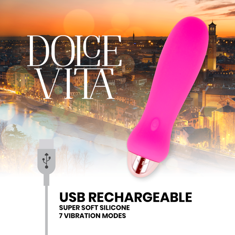 DOLCE VITA - AKUMULATORSKI VIBRATOR PET ROZA 7 HITROSTI