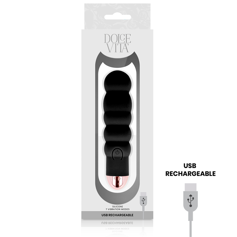 DOLCE VITA - AKUMULATORSKI VIBRATOR SIX BLACK 7 HITROSTI