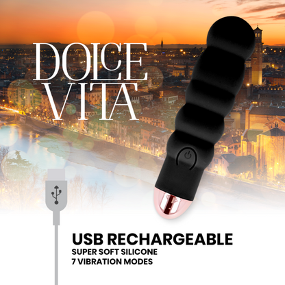 DOLCE VITA - AKUMULATORSKI VIBRATOR SIX BLACK 7 HITROSTI