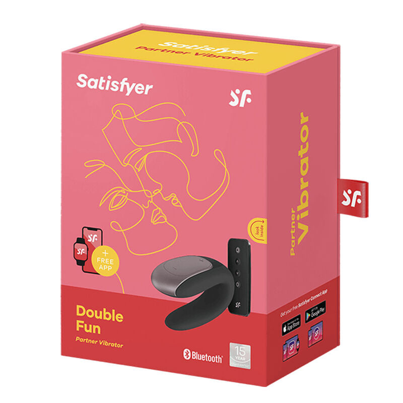 Vibrator za pare z aplikacijo Satisfyer Double Fun, črna