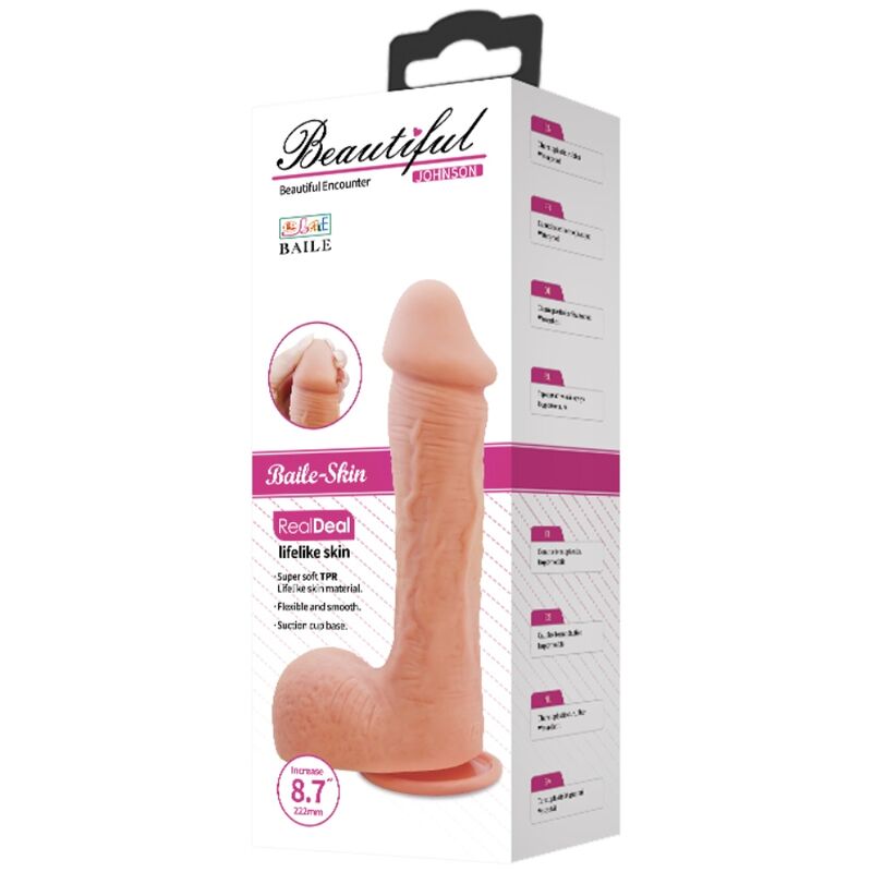 BAILE - JOHNSON REALISTIČEN DILDO S KOŽO 22 CM
