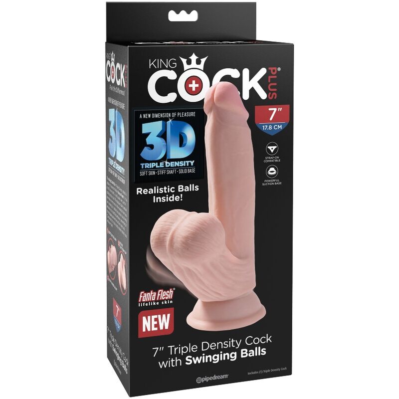KRALJ KURAC - PLUS 3D DILDO NIHAJOČE KROGLICE 15,2 CM SVETLA KOŽA