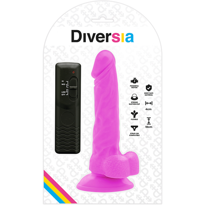 DIVERSIA - FLEKSIBILEN VIBRACIJSKI DILDO VIJOLIČNE BARVE 18 CM -O- 4 CM