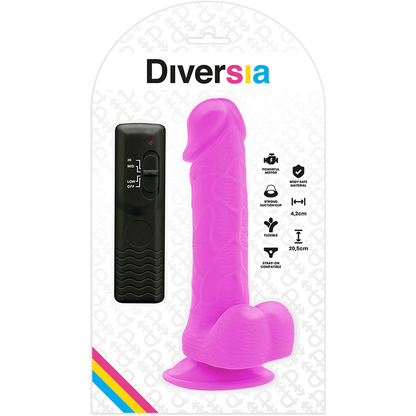 DIVERSIA - FLEKSIBILEN VIBRACIJSKI DILDO VIJOLIČNA 20,5 CM -O- 4,2 CM