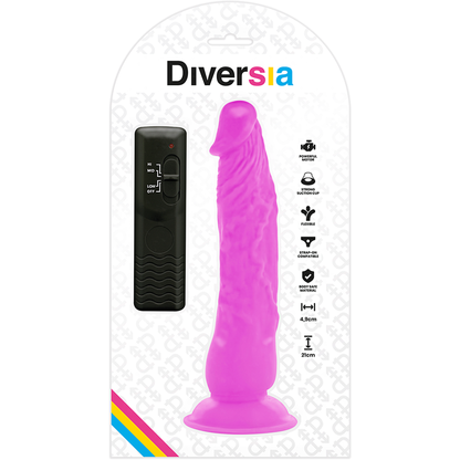 DIVERSIA - FLEKSIBILEN VIBRACIJSKI DILDO VIJOLIČNE BARVE 21 CM -O- 4,9 CM