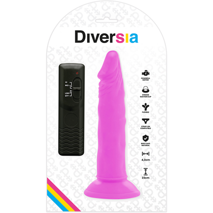 DIVERSIA - FLEKSIBILEN VIBRACIJSKI DILDO VIJOLIČNE BARVE 23 CM -O- 4,3 CM