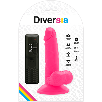 DIVERSIA - PRILAGODLJIV VIBRACIJSKI DILDO ROZA 17 CM -O- 3,3 CM