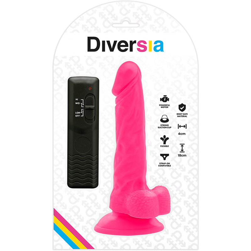 DIVERSIA - PRILAGODLJIV VIBRACIJSKI DILDO ROZA 18 CM -O- 4 CM