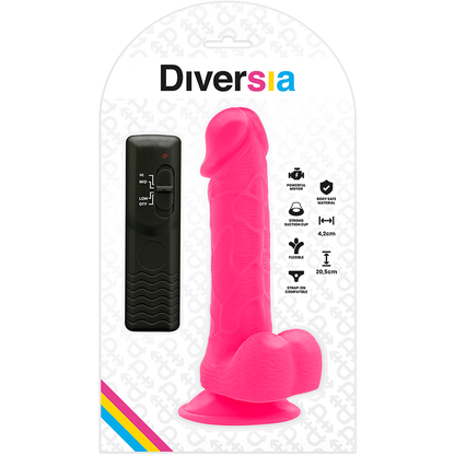 DIVERSIA - FLEKSIBILEN VIBRACIJSKI DILDO ROZA 20,5 CM -O- 4,2 CM