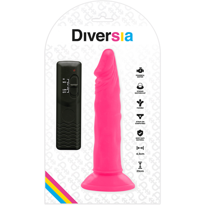 DIVERSIA - PRILAGODLJIV VIBRACIJSKI DILDO ROZA 23 CM -O- 4,3 CM