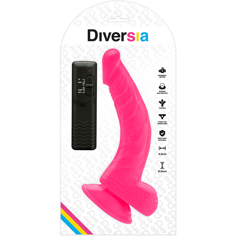 DIVERSIA - FLEKSIBILEN VIBRACIJSKI DILDO ROZA 21,5 CM -O- 4,5 CM