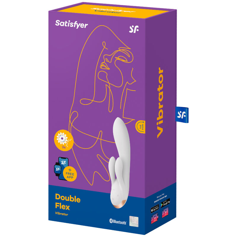 Zajčji vibrator Satisfyer - Double Flex, bela