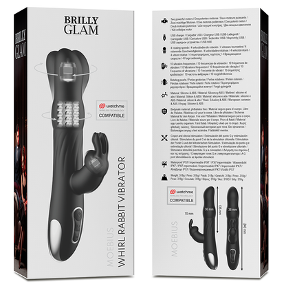 BRILLY GLAM- MOEBIUS RABBIT VIBRATOR IN ROTATOR, ZDRUŽLJIV Z BREZŽIČNO TEHNOLOGIJO WATCHME