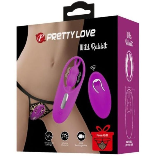 PRETTY LOVE - STIMULATOR DIVJEGA ZAJCA ZA HLAČKE Z DALJINSKIM UPRAVLJALNIKOM LILA