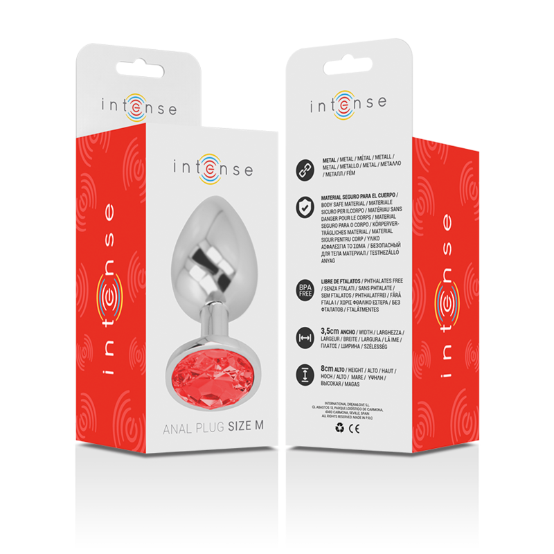 Analni čep Intense Aluminium Metal with Red Heart, M