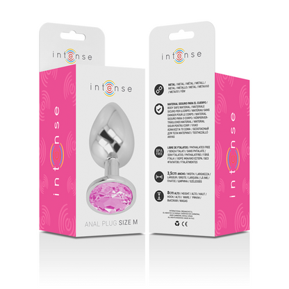 Analni čep Intense Aluminium Metal with Pink Heart, M