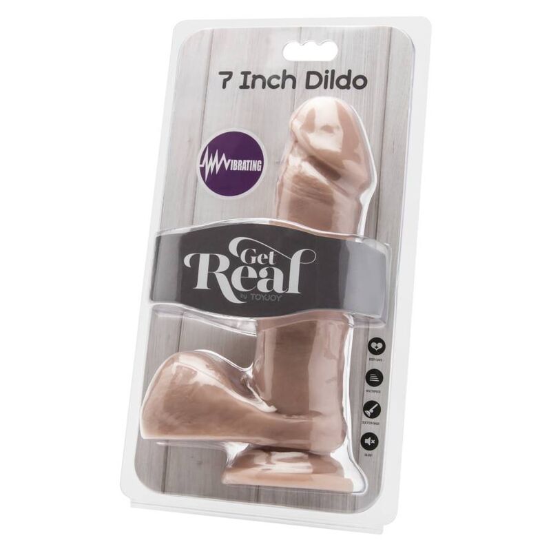 GET REAL - DILDO 18 CM S KROGLICAMI VIBRATOR KOŽE