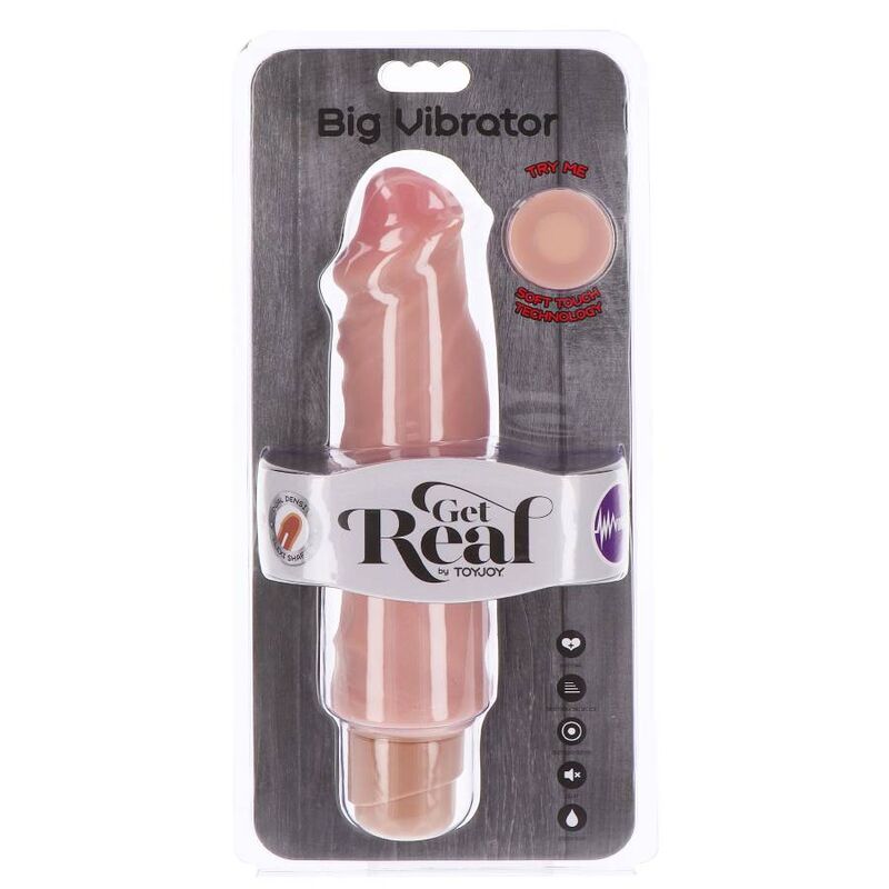 GET REAL - VELIK VIBRATOR Z DVOJNO GOSTOTO 20,5 CM KOŽA