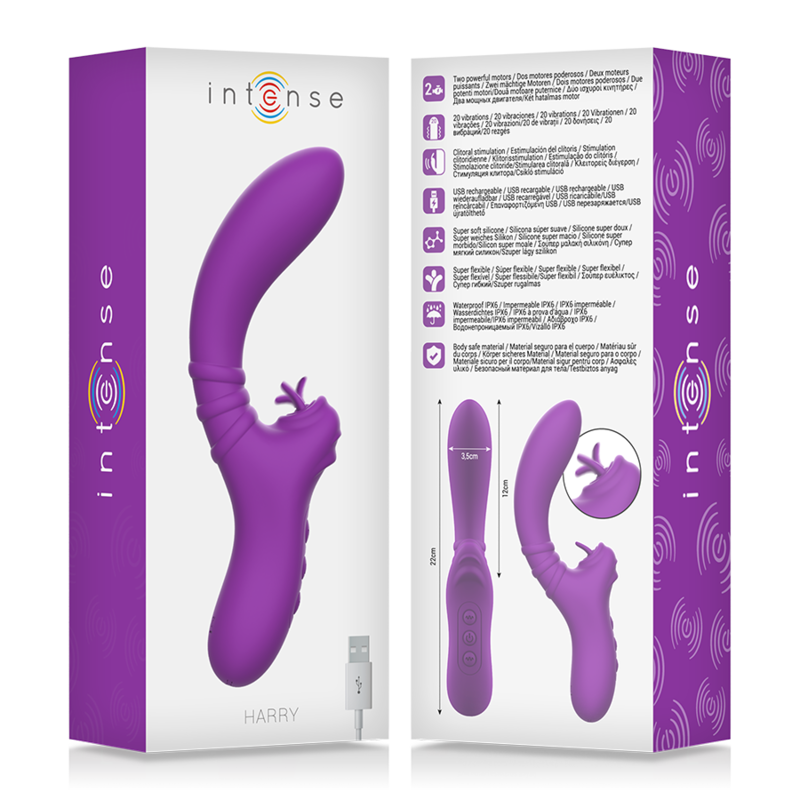 INTENZIVEN - HARRY PRILAGODLJIV VIBRATOR Z VIJOLIČNIM JEZIKOM
