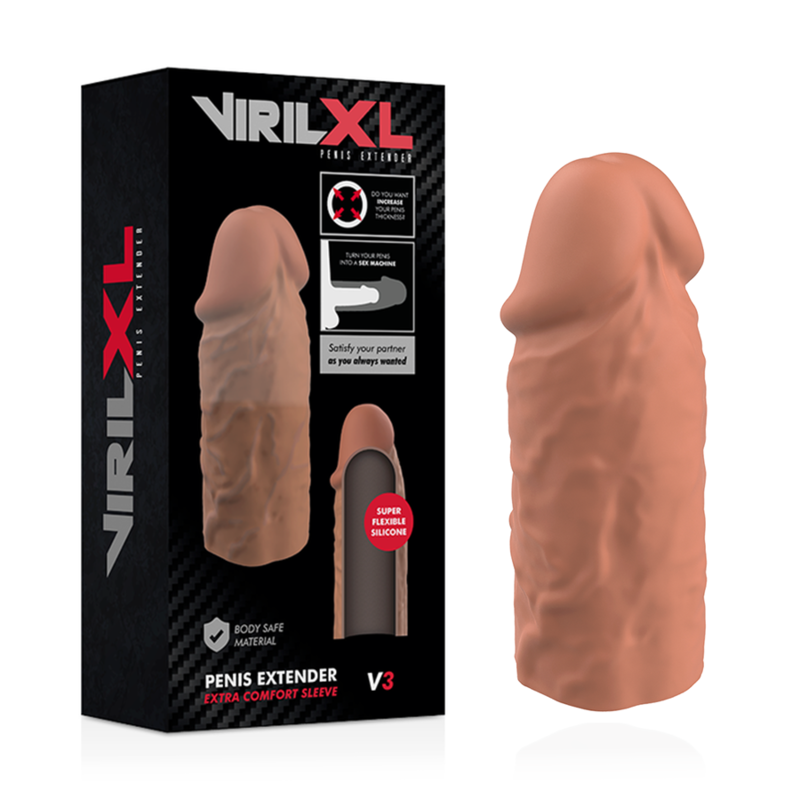 VIRILXL - TEKOČI SILIKON V3 RJAVI PODALJŠEK PENISA