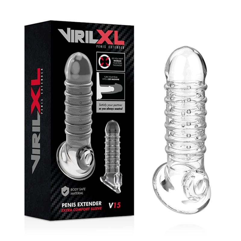 VIRILXL - PODALJŠEK IN OVOJ ZA PENIS V15 TRANSPARENTEN
