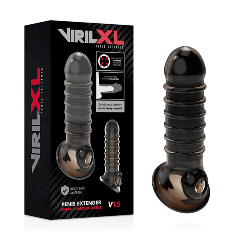 VIRILXL - PODALJŠEK IN OVOJ ZA PENIS V15 BLACK