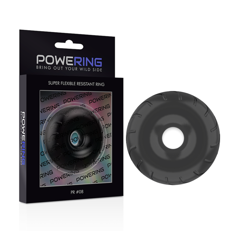 POWERING - SUPER FLEKSIBILEN IN ODPOREN OBROČ ZA PENIS 5CM PR08 BLACK