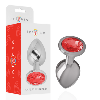 Analni čep Intense Aluminium Metal with Red Heart, M