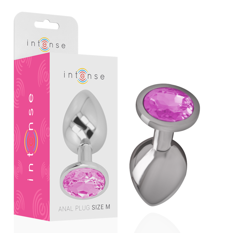 Analni čep Intense Aluminium Metal with Pink Heart, M