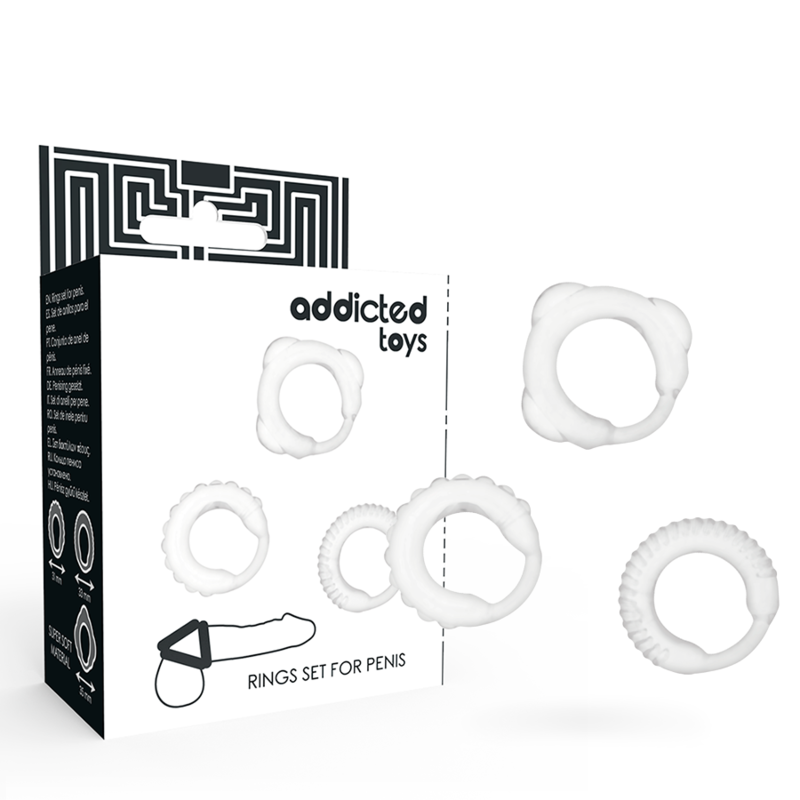 Set obročkov za penis Addicted Toys - C-Rings, prozorna