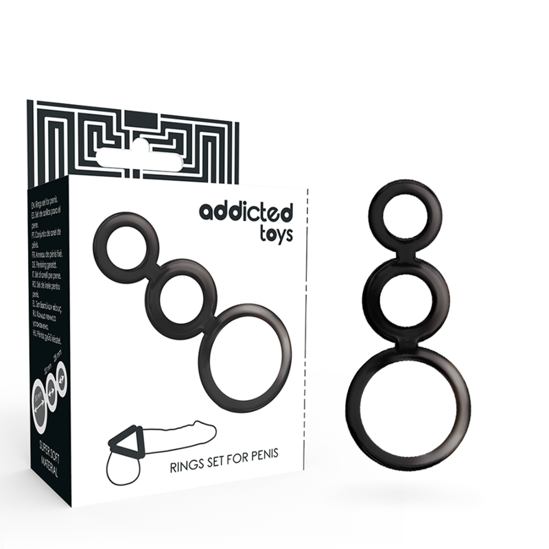 Komplet obročkov za penis Addicted Toys - Rings Set, siva