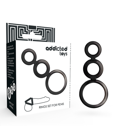 Komplet obročkov za penis Addicted Toys - Rings Set, siva