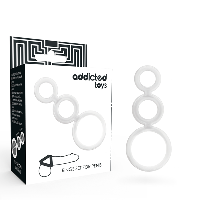 Komplet obročkov za penis Addicted Toys - Rings Set, prozorna