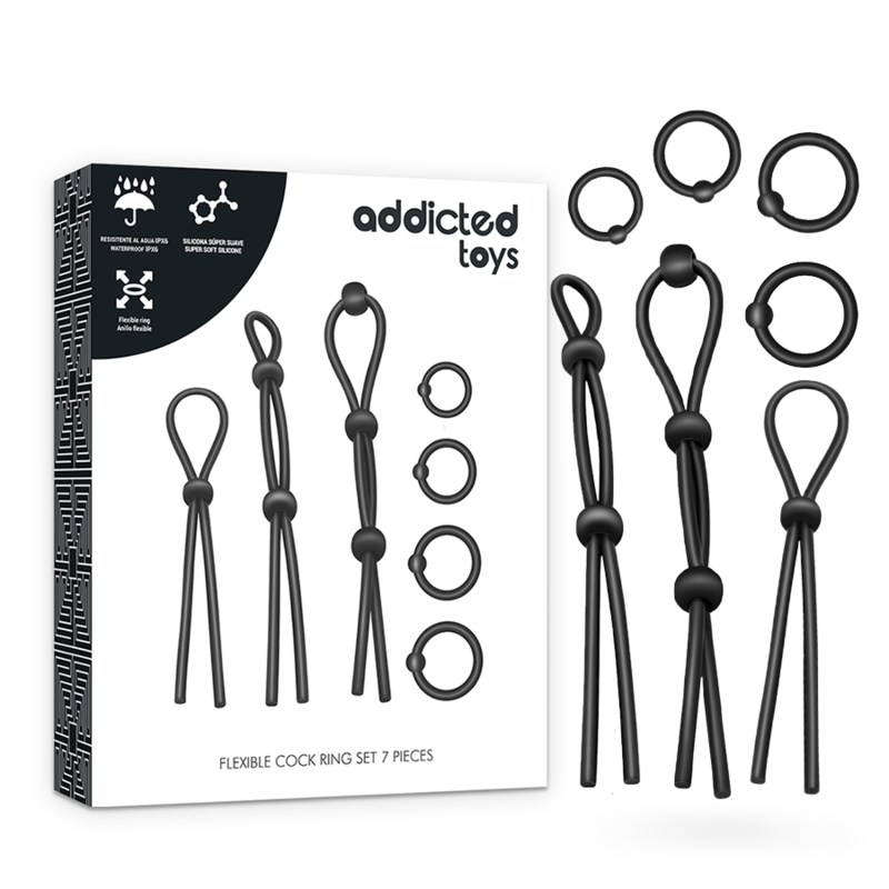 Komplet nastavljivih obročkov za penis Addicted Toys, 7 kos